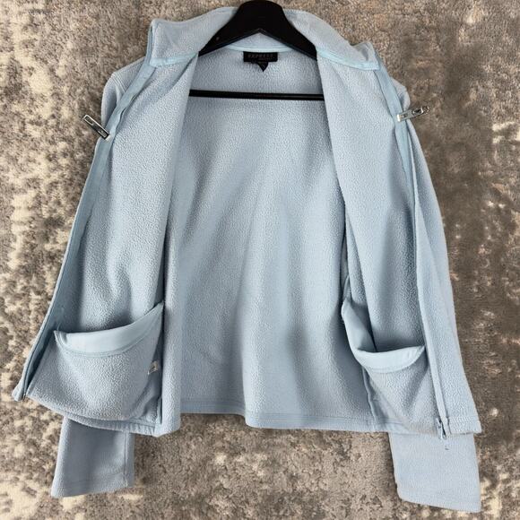 Express Size M Mock Neck Full Zip Sweater Jacket Blue Long Sleeve Stretch Pocket - Picture 4 of 9